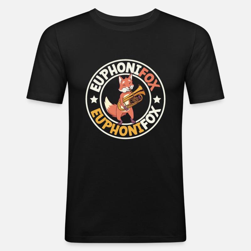 Euphonifox - Fuchs mit Euphonium - Männer Slim Fit T-Shirt - Schwarz