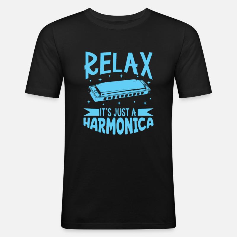 It's just a harmonica - Men's Slim Fit T-Shirt - black