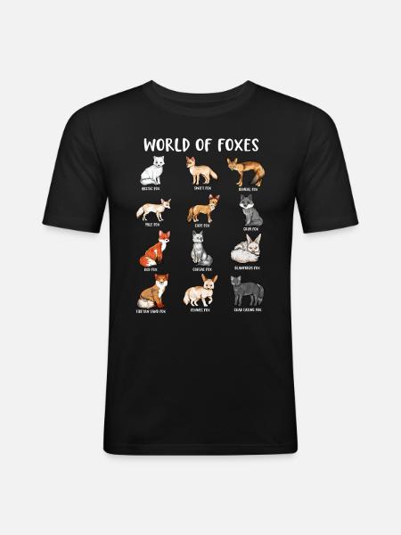 Viele Fuchsarten - Welt der Füchse - Männer Slim Fit T-Shirt - Schwarz