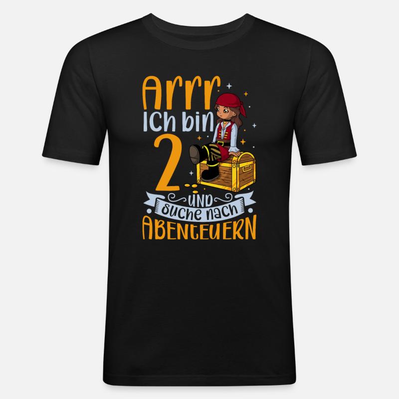 Ich bin 2 - Mädchen Pirat - Männer Slim Fit T-Shirt - Schwarz