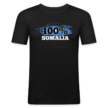 Somalia - Männer Slim Fit T-Shirt - Schwarz - Vorne - Nik (191cm)