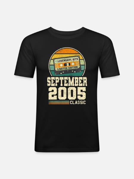 18 Urodziny Wrzesień Vintage 2005 Vintage - Obcisła koszulka męska - czarny