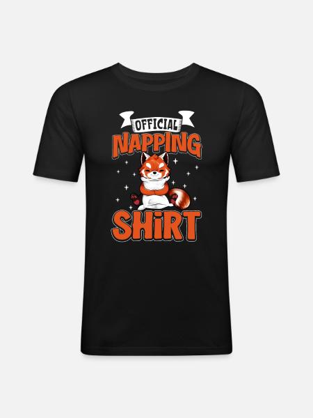 Official Red Panda Sleep Shirt - Men's Slim Fit T-Shirt - black