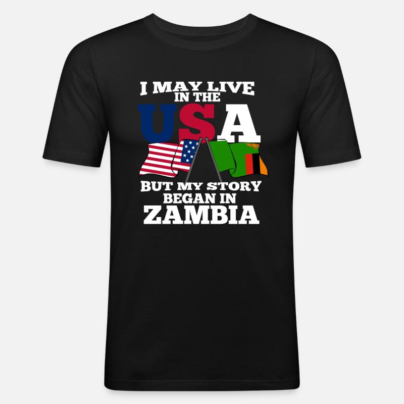 Sambia - Männer Slim Fit T-Shirt - Schwarz