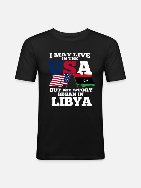 Libya America Usa Gift - Men's Slim Fit T-Shirt - black