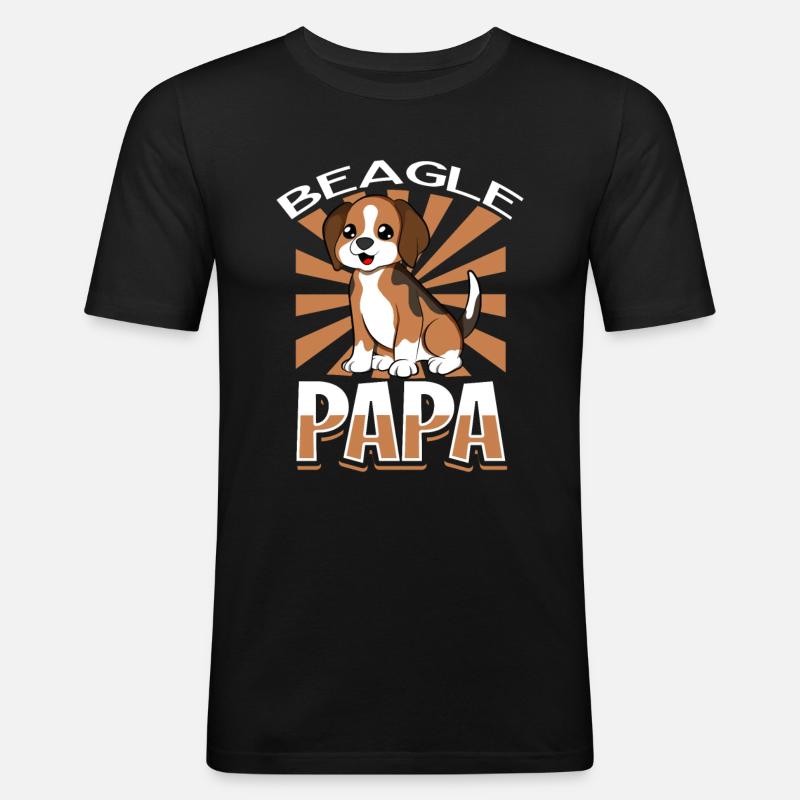 Beagle Papa - Beagle - Männer Slim Fit T-Shirt - Schwarz