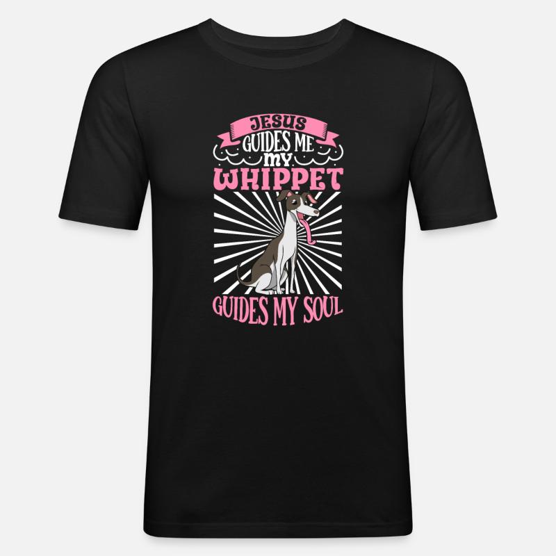 Jesus und mein Whippet - Männer Slim Fit T-Shirt - Schwarz