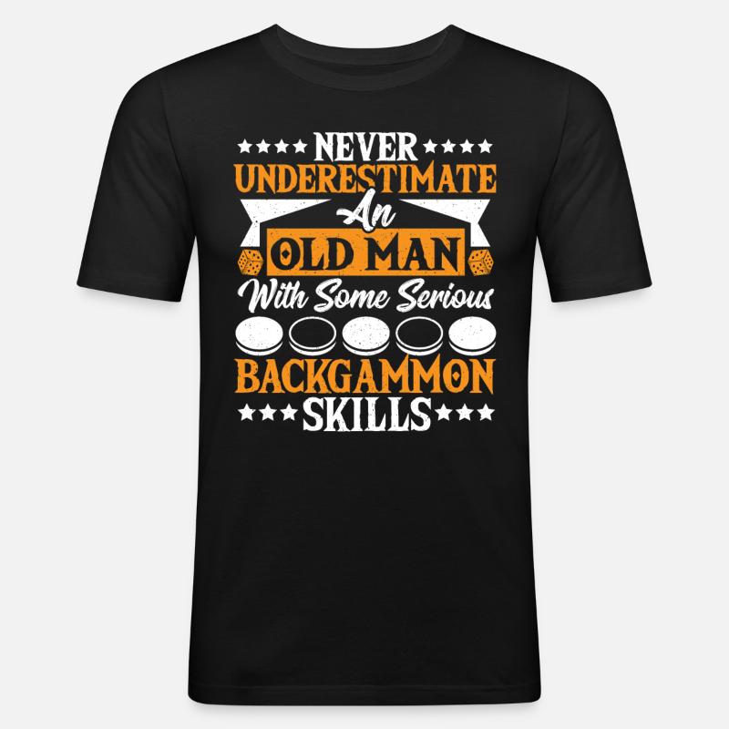 Backgammon - Männer Slim Fit T-Shirt - Schwarz