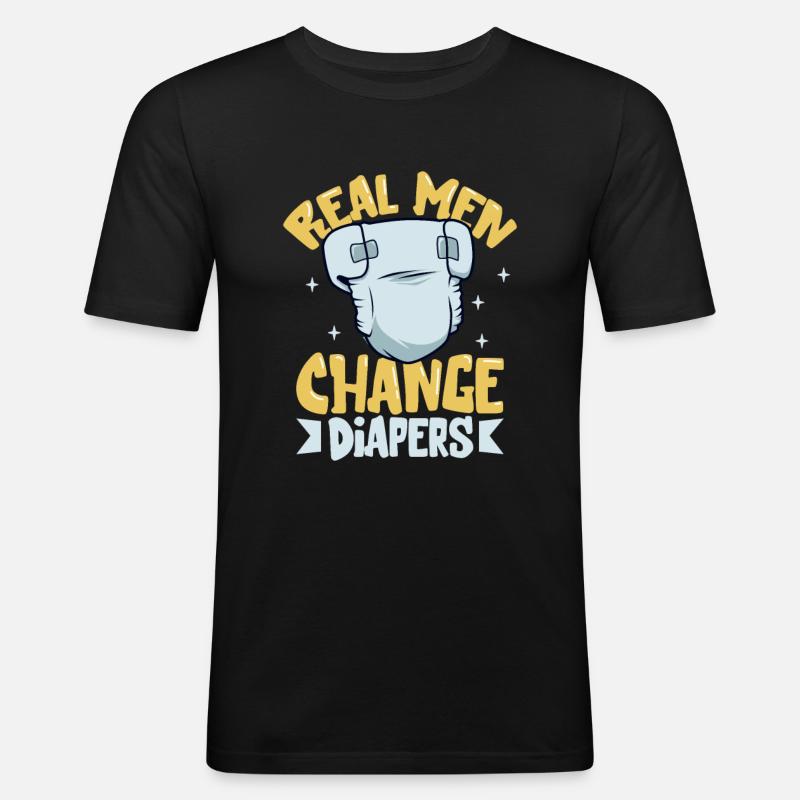 Echte Männen wechseln Windeln - Männer Slim Fit T-Shirt - Schwarz