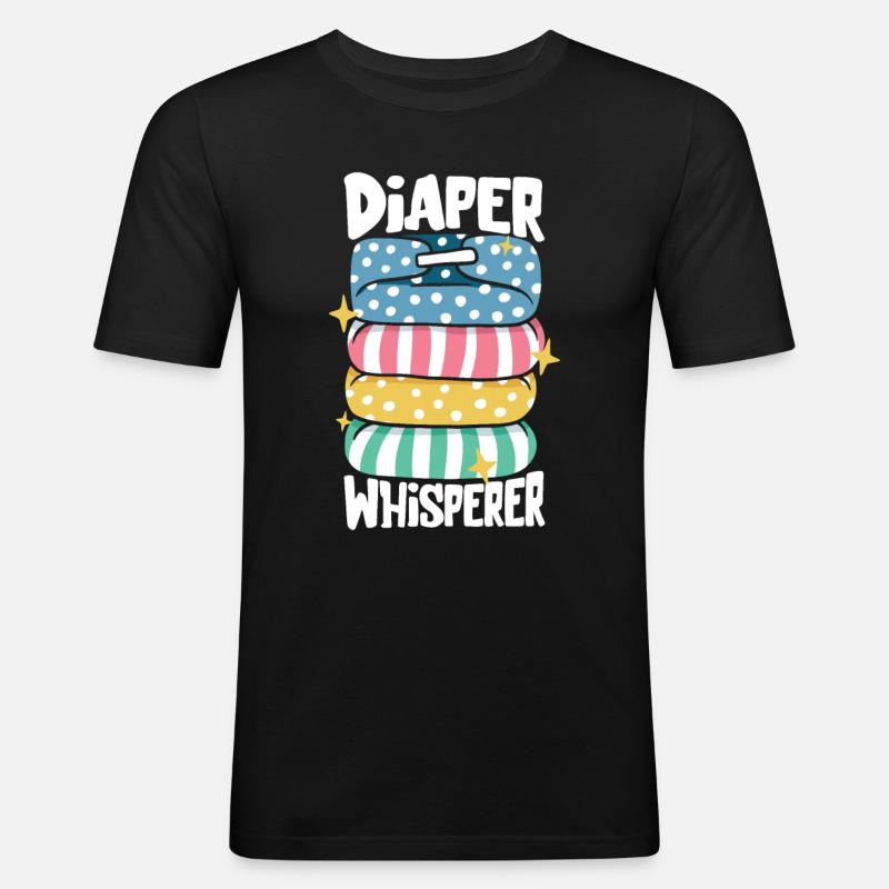 Windelflüsterer - Windelwechseln - Männer Slim Fit T-Shirt - Schwarz