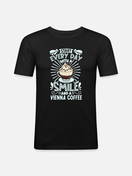 Smile with Vienna Coffee - Men's Slim Fit T-Shirt - black