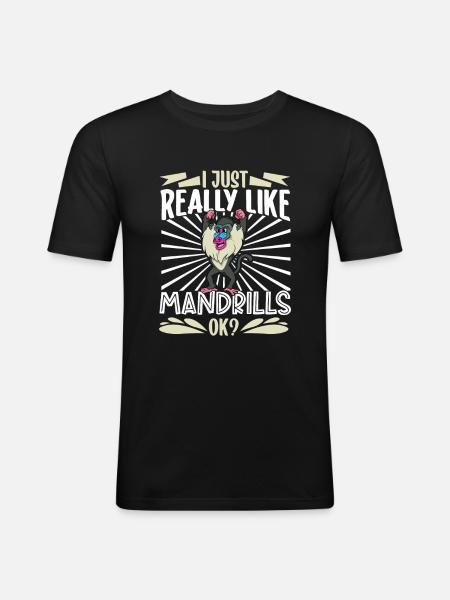 I Love Mandrills - Mandrill - Men's Slim Fit T-Shirt - black