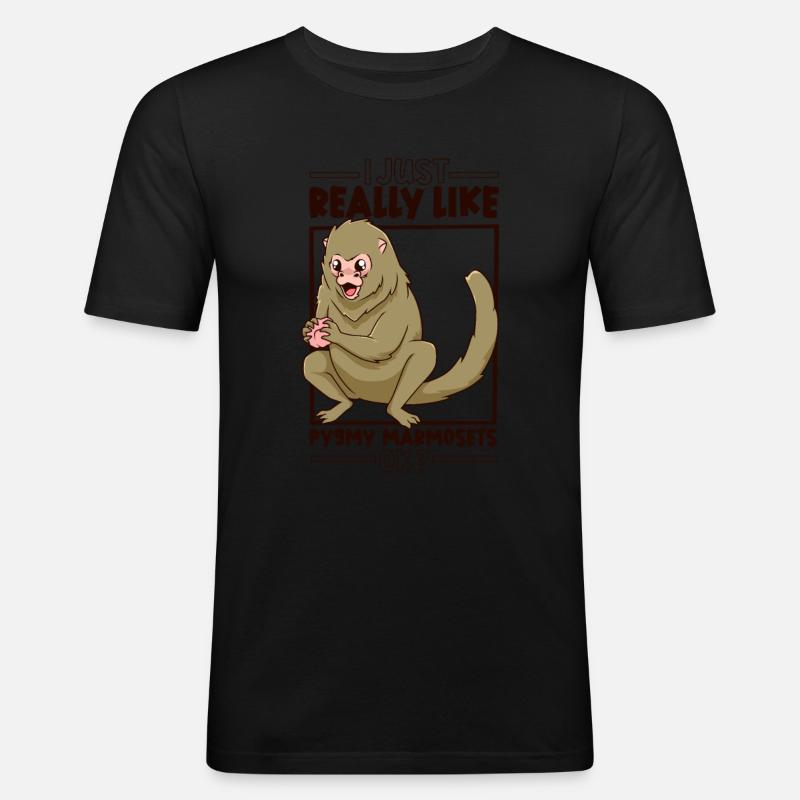 Ich liebe Zwergseidenäffchen - Zwergseidenäffchen - Männer Slim Fit T-Shirt - Schwarz