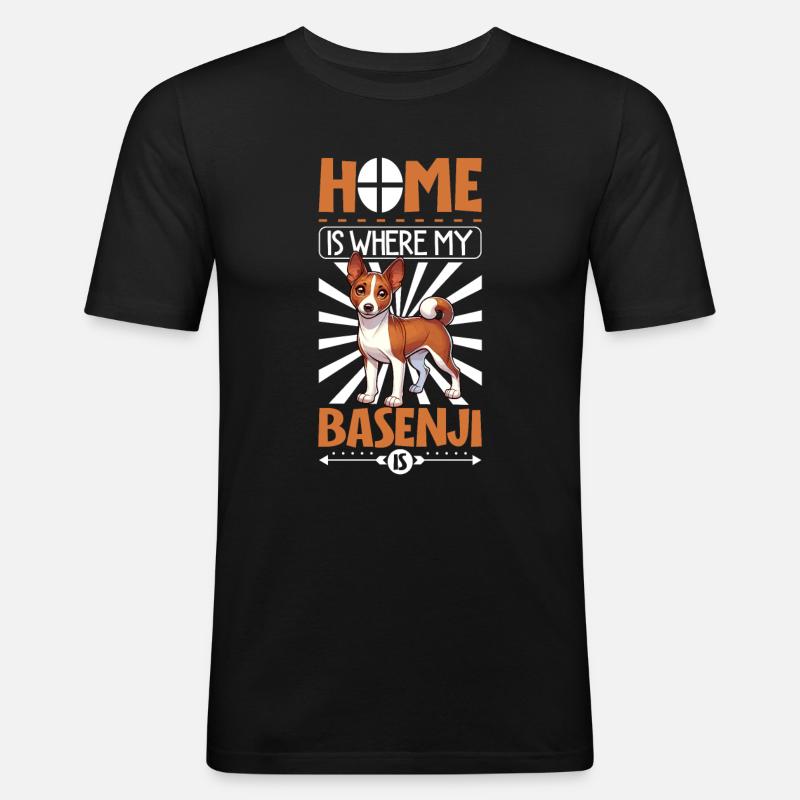 Zuhause - Basenji - Männer Slim Fit T-Shirt - Schwarz