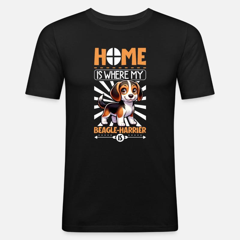 Zuhause - Beagle-Harrier - Männer Slim Fit T-Shirt - Schwarz