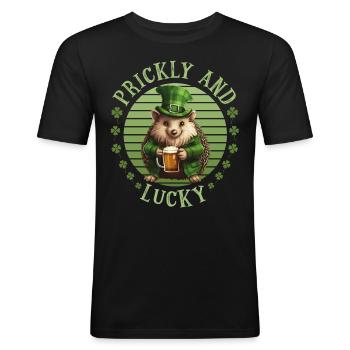 Hérisson de la Saint-Patrick - T-shirt près du corps Homme - noir - Devant - Nik (191cm)