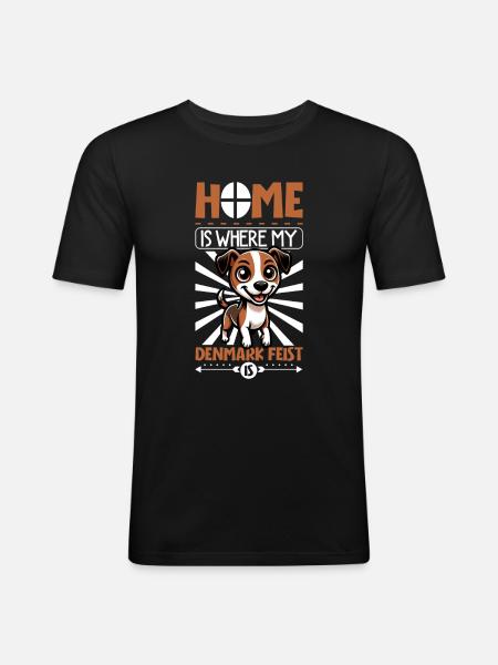 Zuhause - Denmark Feist - Männer Slim Fit T-Shirt - Schwarz