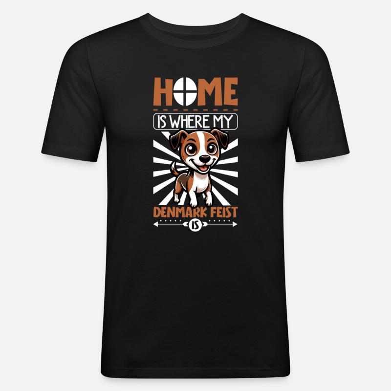 Zuhause - Denmark Feist - Männer Slim Fit T-Shirt - Schwarz