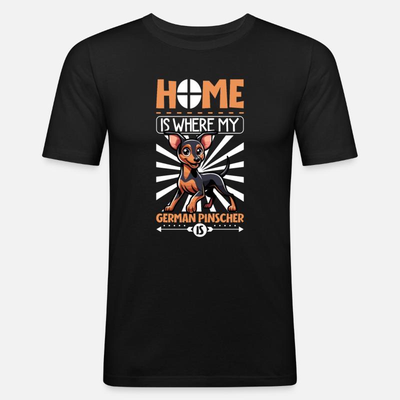Zuhause - Deutscher Pinscher - Männer Slim Fit T-Shirt - Schwarz