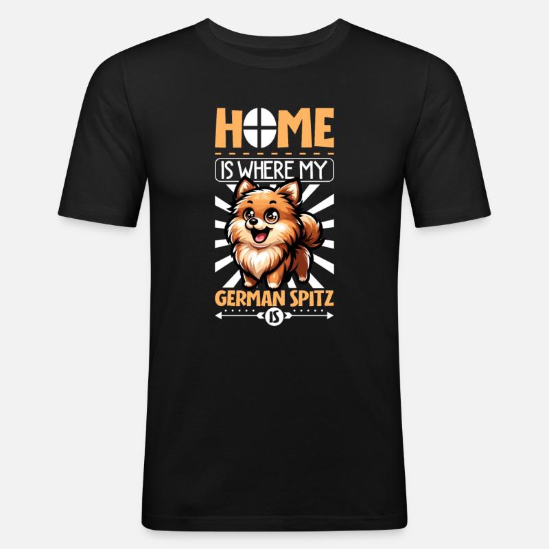 Zuhause - Deutscher Spitz - Männer Slim Fit T-Shirt - Schwarz