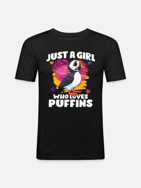 Puffin Bird Gift - Men's Slim Fit T-Shirt - black