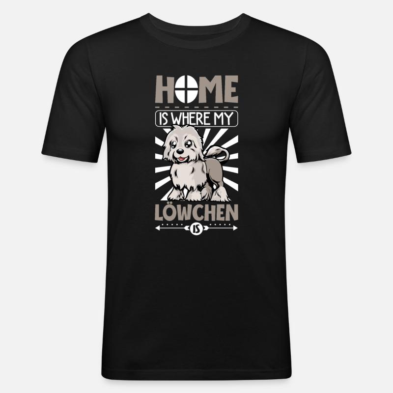 Zuhause - Löwchen - Männer Slim Fit T-Shirt - Schwarz