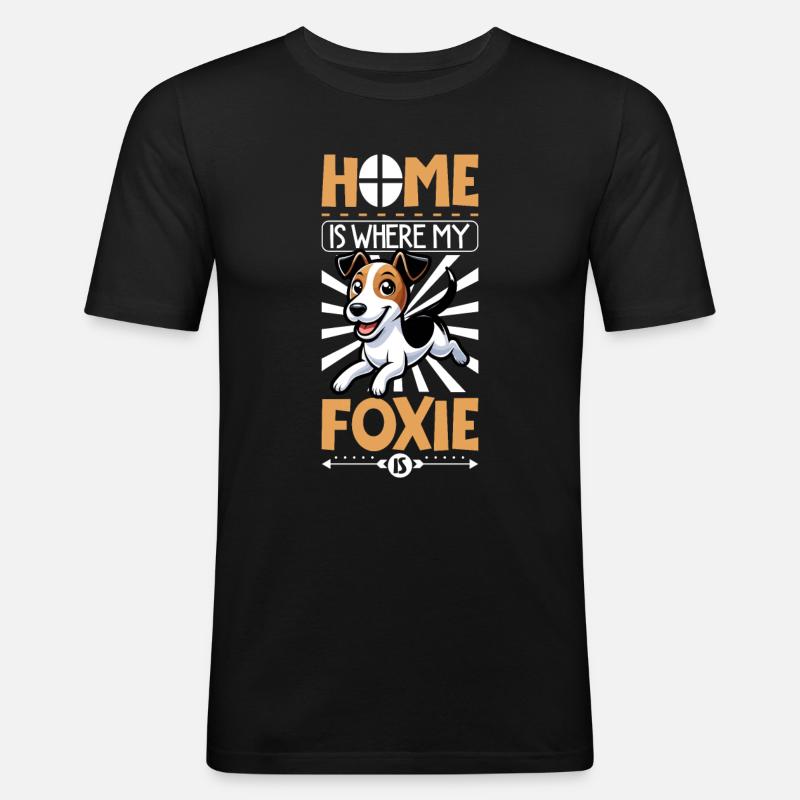 Zuhause - Glatthaar-Foxterrier - Männer Slim Fit T-Shirt - Schwarz