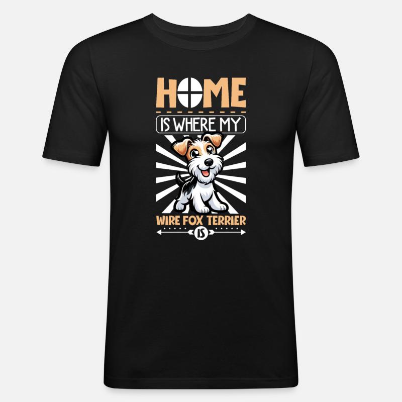 Zuhause - Drahthaar-Foxterrier - Männer Slim Fit T-Shirt - Schwarz