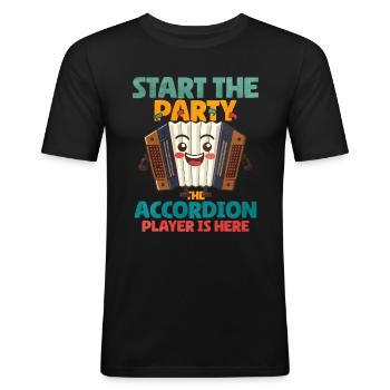 Accordéon Polka musique cadeau - T-shirt près du corps Homme - noir - Devant - Nik (191cm)
