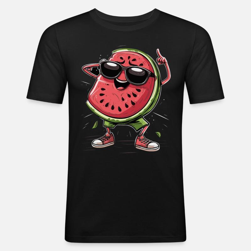 Wassermelone - Männer Slim Fit T-Shirt - Schwarz