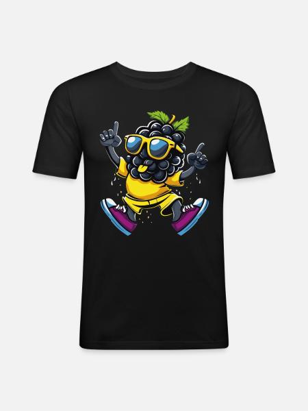Mûres - T-shirt près du corps Homme - noir