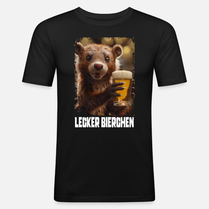 Lecker Bierchen Marder - Männer Slim Fit T-Shirt - Schwarz