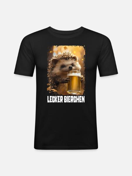 Delicious Beer Hedgehog - Men's Slim Fit T-Shirt - black
