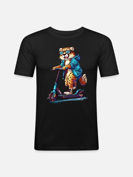 Cheetah Scooter - Men's Slim Fit T-Shirt - black