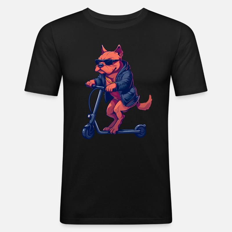 Pitbull Roller - Männer Slim Fit T-Shirt - Schwarz