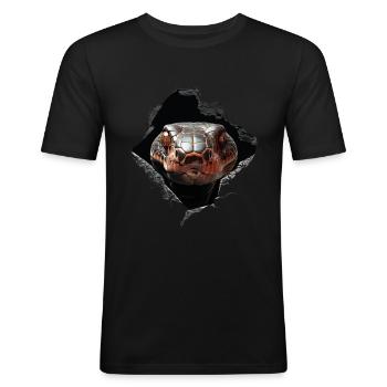 Schlange - Männer Slim Fit T-Shirt - Schwarz - Vorne - Nik (191cm)