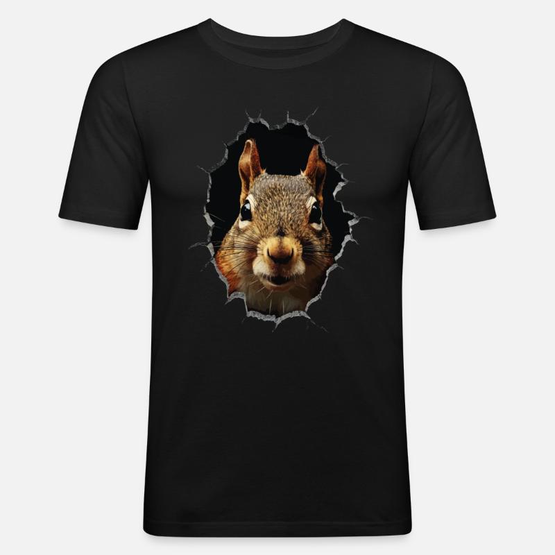 Eichhörnchen - Männer Slim Fit T-Shirt - Schwarz