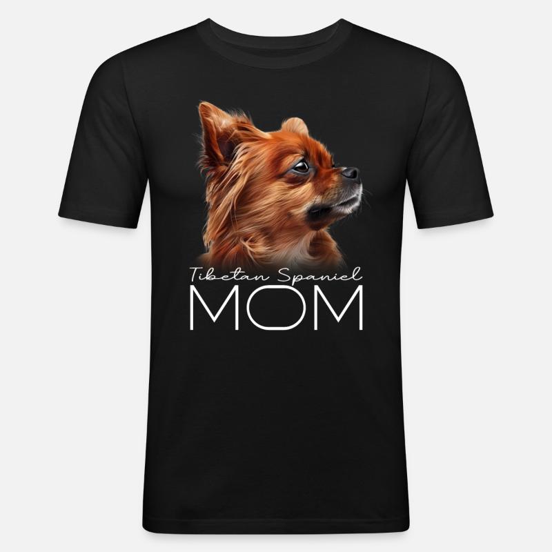 Tibetan Spaniel Mama - Männer Slim Fit T-Shirt - Schwarz