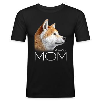 Akita Mama - Männer Slim Fit T-Shirt - Schwarz - Vorne - Nik (191cm)