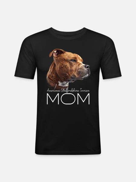American Staffordshire Terrier Mamma - Slim Fit T-shirt herr - svart