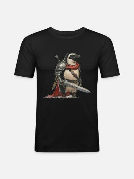 Penguin Knight Middle Ages - Men's Slim Fit T-Shirt - black