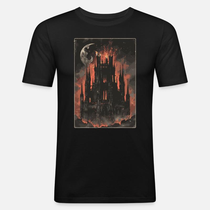 Der Turm Tarot - Männer Slim Fit T-Shirt - Schwarz