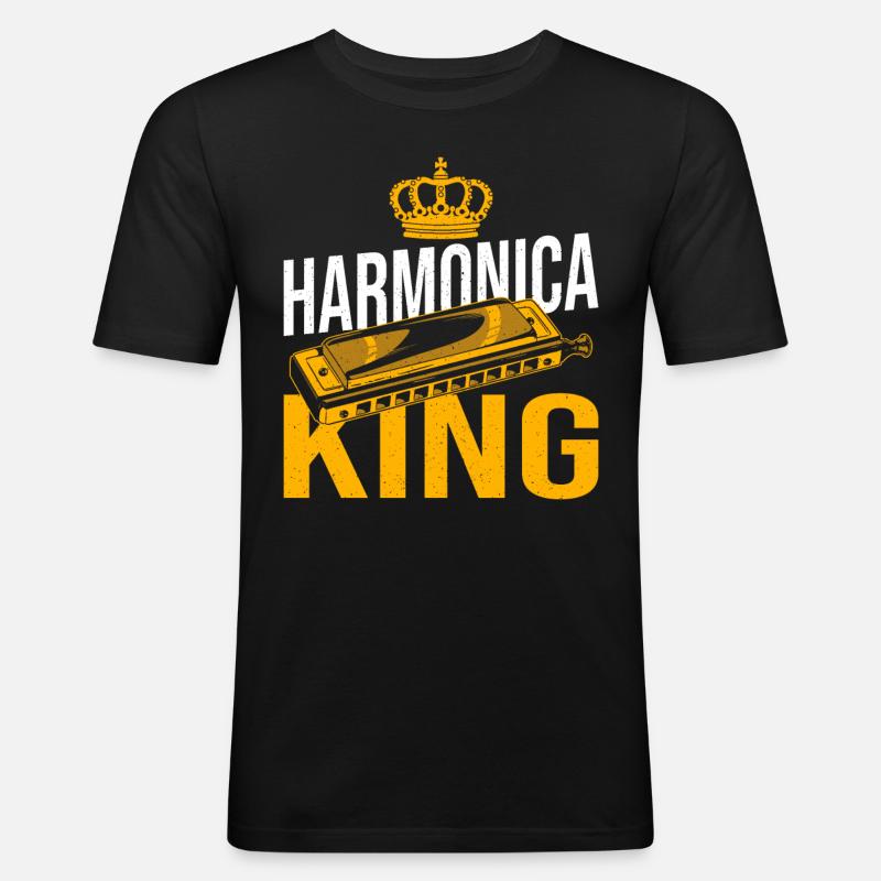 Playing Harmonica Gift - Men's Slim Fit T-Shirt - black