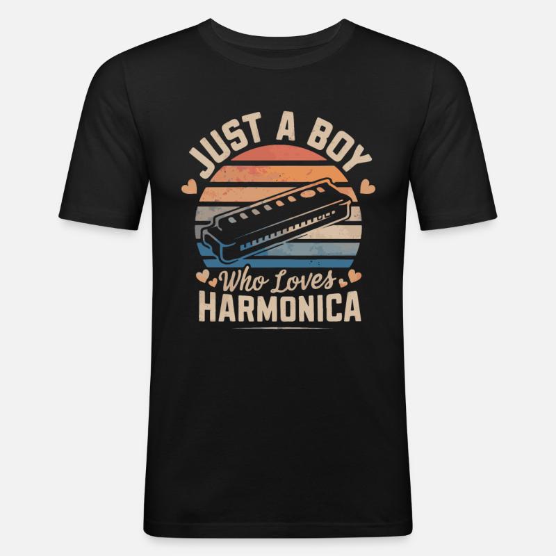 Harmonica Playing Gift - Men's Slim Fit T-Shirt - black