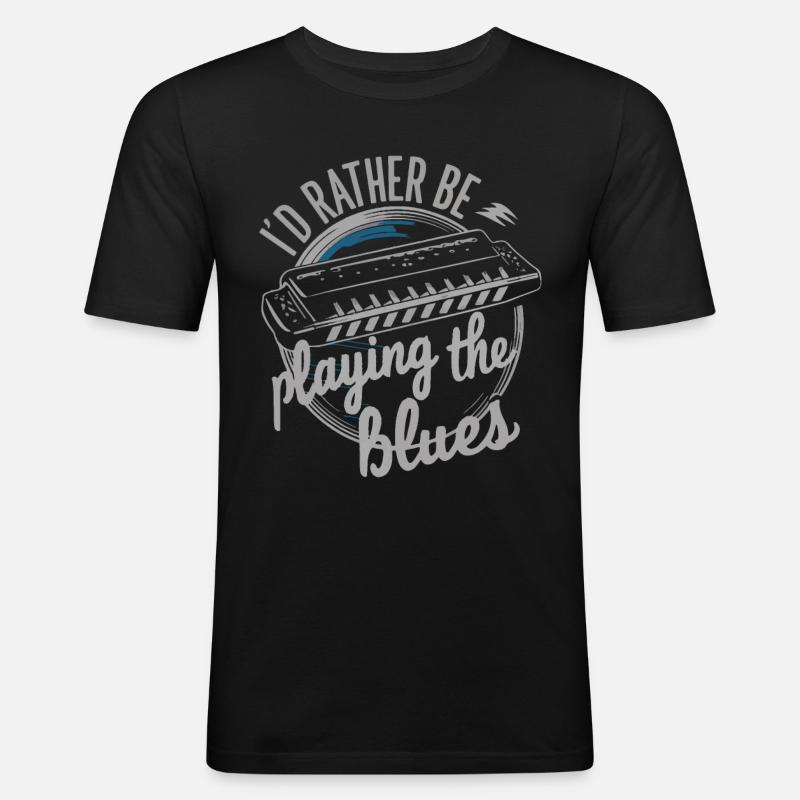 Harmonica Playing Gift - Men's Slim Fit T-Shirt - black