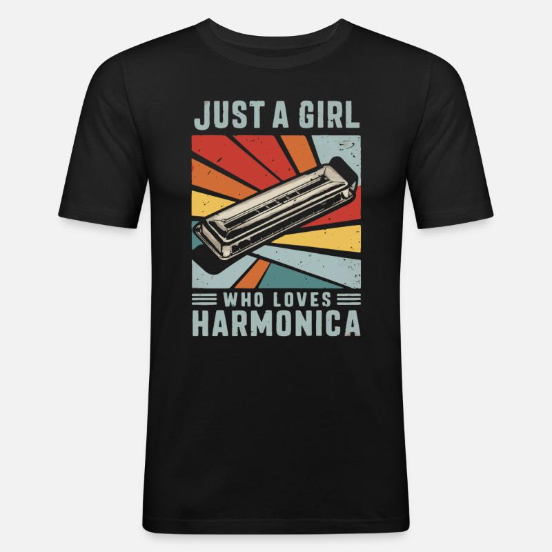 Harmonica Playing Gift - Men's Slim Fit T-Shirt - black