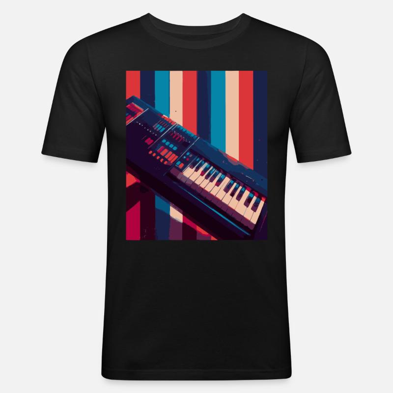 Keytar Keyboard Geschenk - Männer Slim Fit T-Shirt - Schwarz