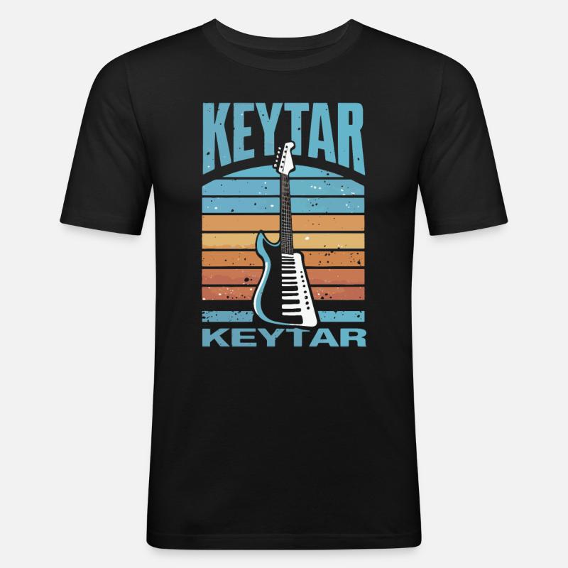 Keytar Keyboard Geschenk - Männer Slim Fit T-Shirt - Schwarz