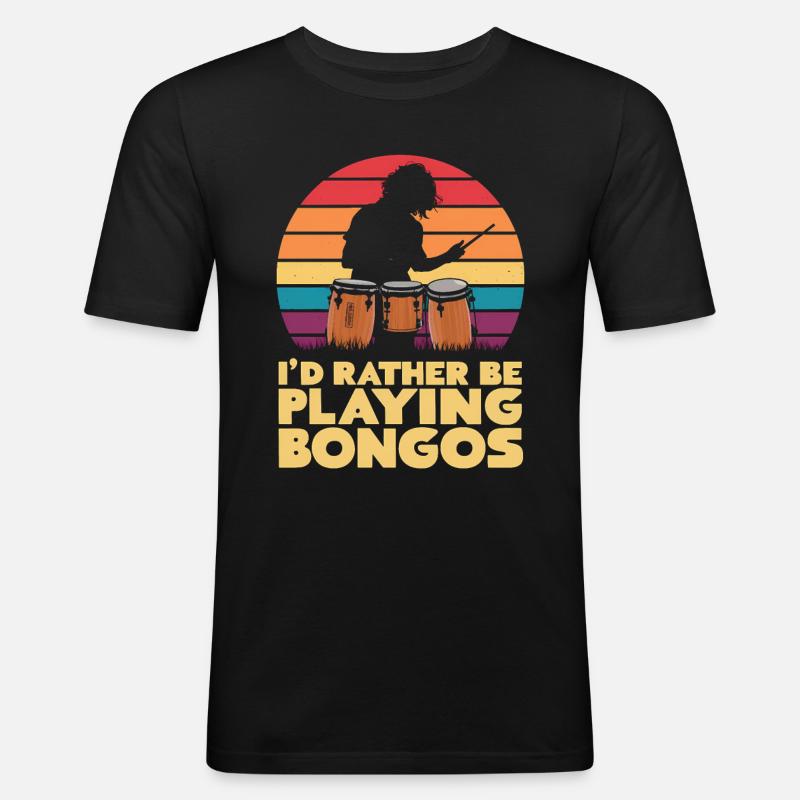 Bongo Musik Geschenk - Männer Slim Fit T-Shirt - Schwarz