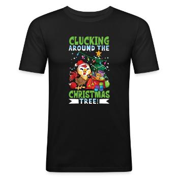 Weihnachten Huhn - Männer Slim Fit T-Shirt - Schwarz - Vorne - Nik (191cm)